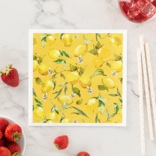 Watercolor lemons 8 napkin