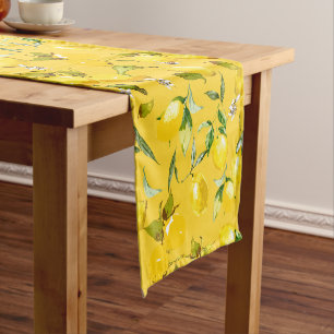 Watercolor lemons 8 short table runner