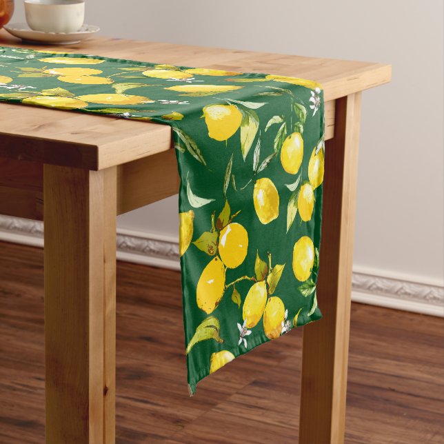 Watercolor lemons 9 medium table runner (In Situ)