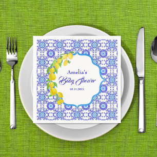 Watercolor Lemons Amalfi Baby Shower Napkin
