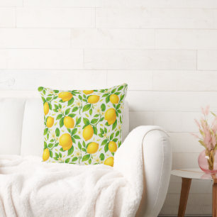 Watercolor Lemons and Blossoms - Fresh Citrus  Cushion
