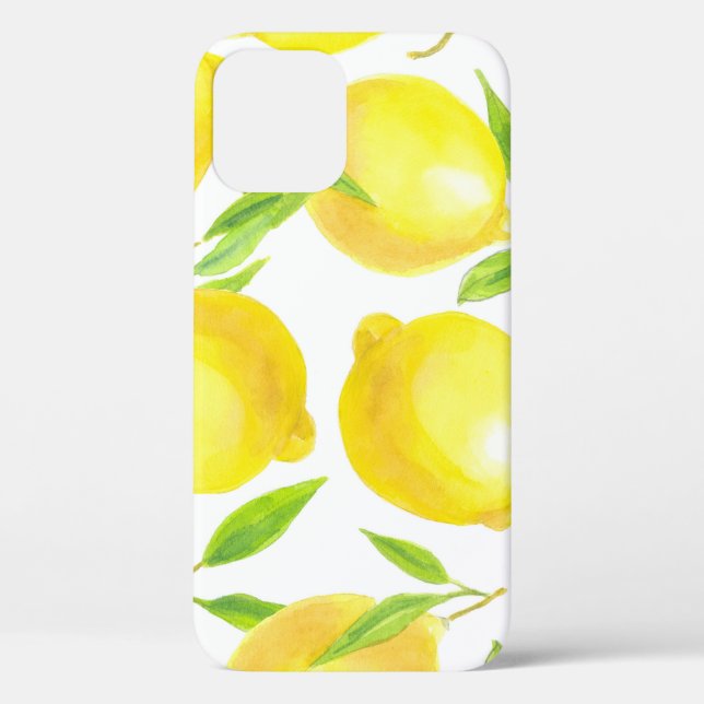 Watercolor lemons and leaves: pattern. Case-Mate iPhone case (Back)