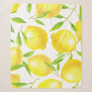 Watercolor lemons and leaves: pattern. sherpa blanket