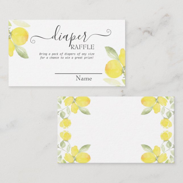 Watercolor Lemons Baby Shower  Enclosure Card (Front/Back)