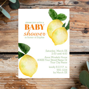 Watercolor Lemons Baby Shower Invitation