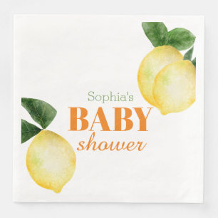 Watercolor Lemons Baby Shower Napkin