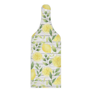 Watercolor Lemons & Barnwood Cutting Board