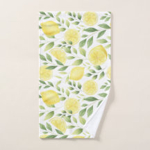 Watercolor Lemons & Barnwood Hand Towel