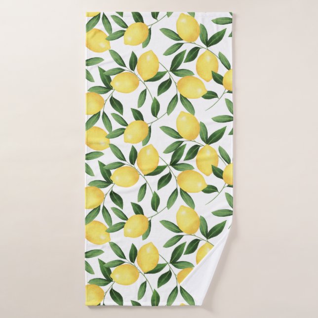 WATERCOLOR LEMONS BATH TOWEL (Bath Towel)