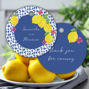 WATERCOLOR LEMONS BLUE TILES FAVOUR TAGS