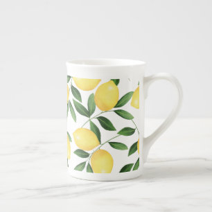 WATERCOLOR LEMONS BONE CHINA MUG