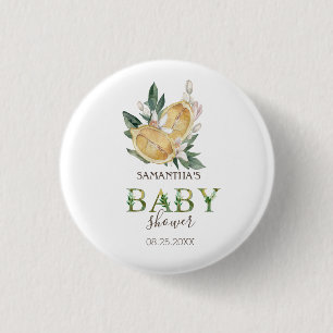 Watercolor Lemons Botanical Baby Shower   3 Cm Round Badge