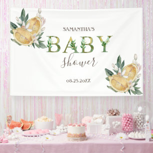 Watercolor Lemons Botanical Baby Shower Banner