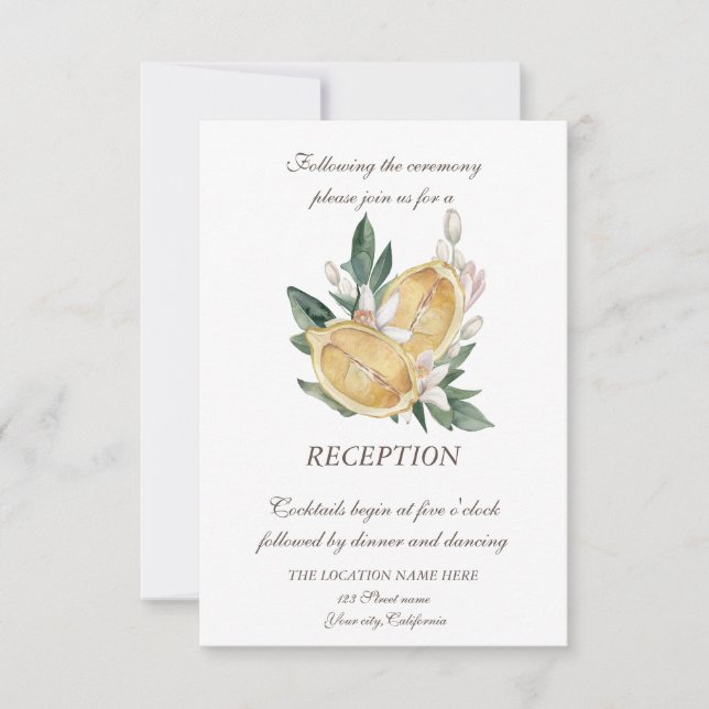 Watercolor Lemons Botanical Dots Wedding   Invitation (Front)