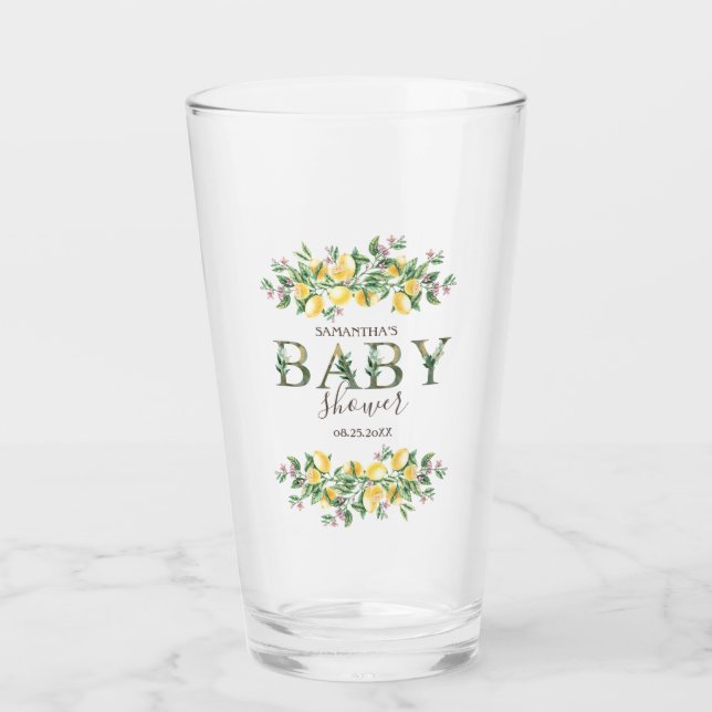 Watercolor Lemons Botanical Flowers Glass (Front)