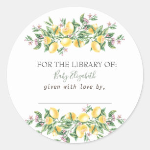 Watercolor Lemons Botanical Flowers Pregnancy Classic Round Sticker