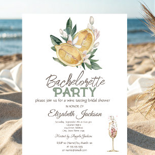 Watercolor Lemons Botanical Glass Bachelorette   Invitation