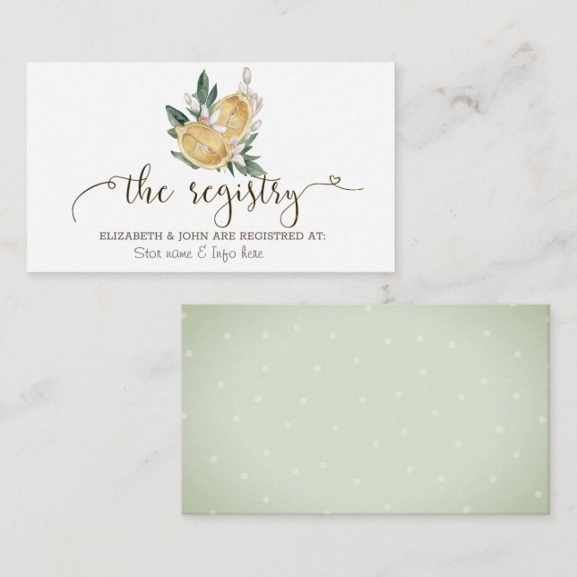 Watercolor Lemons Botanical Registry Enclosure Card (Front/Back)