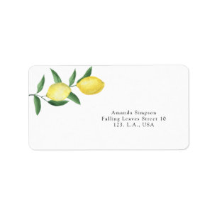 Watercolor lemons branch baby shower label