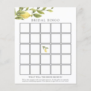 Watercolor Lemons Bridal Bingo Game Card