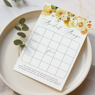 Watercolor lemons bridal shower bingo game