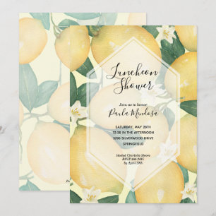 Watercolor Lemons Bridal Shower Invitations