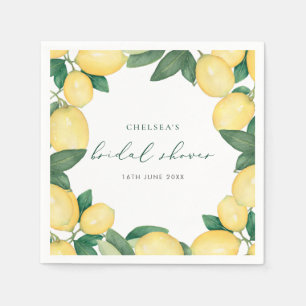Watercolor Lemons Bridal Shower Napkin
