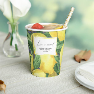 Watercolor lemons - Bridal shower Paper Cups