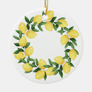 WATERCOLOR LEMONS CERAMIC TREE DECORATION