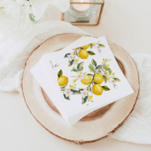 Watercolor lemons citrus birthday party napkin