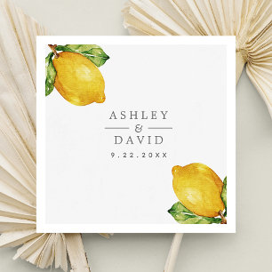 Watercolor Lemons Citrus Modern Wedding Napkin