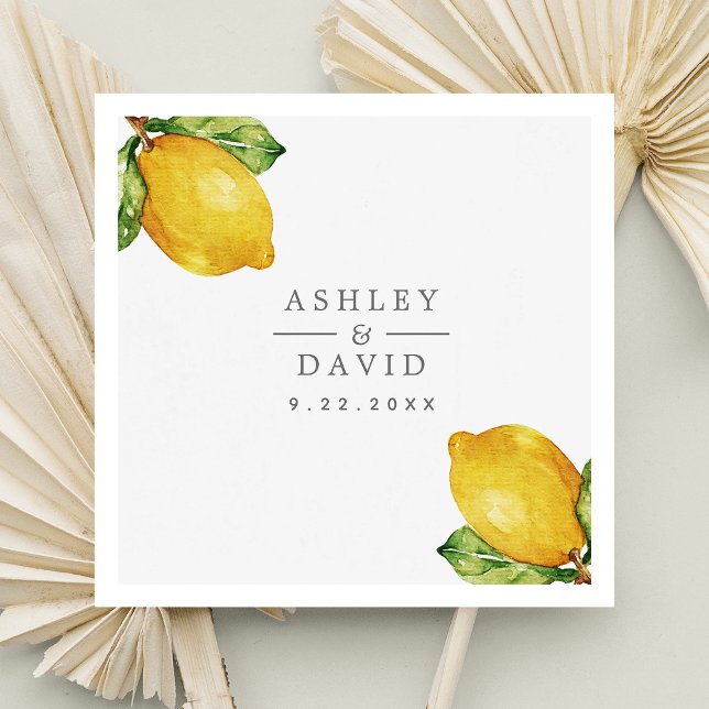 Watercolor Lemons Citrus Modern Wedding Napkin (Creator Uploaded)