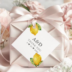 Watercolor Lemons Citrus Modern Wedding Thank You Favour Tags