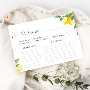 Watercolor lemons citrus recipe card