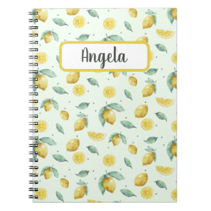 Watercolor lemons, custom name notebook