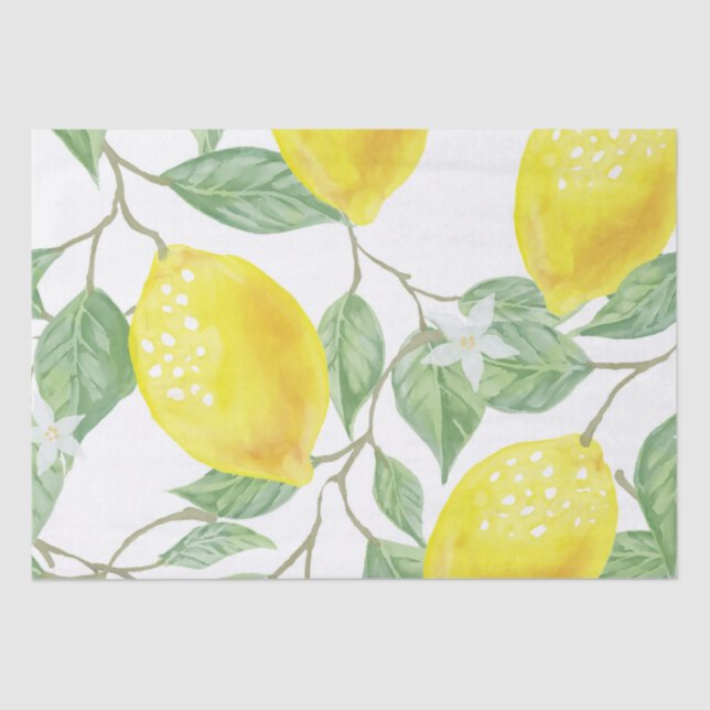 Watercolor Lemons Decoupage Tissue Paper (Front)