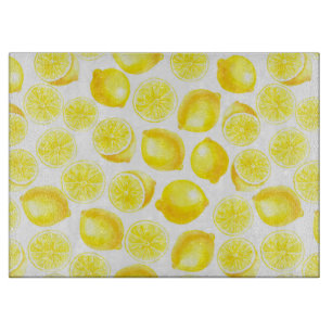 Watercolor lemons design cutting board