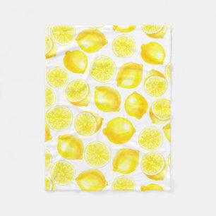 Watercolor lemons design fleece blanket