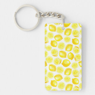 Watercolor lemons design key ring