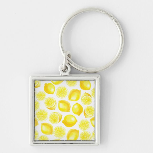 Watercolor lemons design key ring (Front)