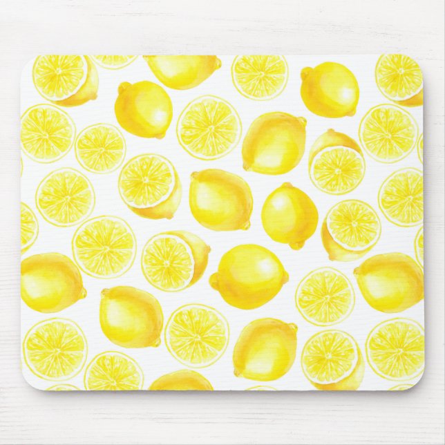 Watercolor lemons design mouse mat (Front)