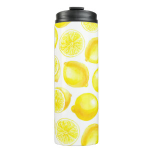 Watercolor lemons design thermal tumbler