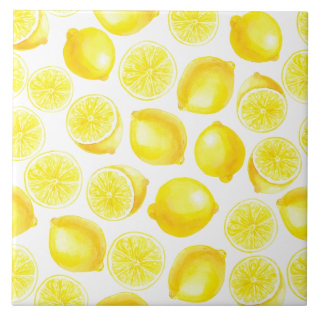 Watercolor lemons design tile (Front)