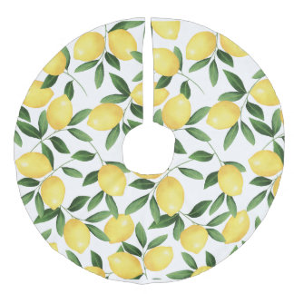 WATERCOLOR LEMONS FAUX LINEN TREE SKIRT