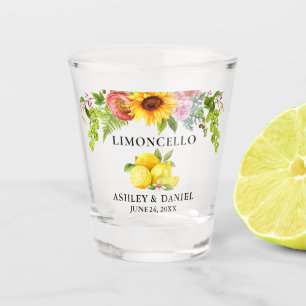 Watercolor Lemons Floral Wedding Limoncello Shot Glass
