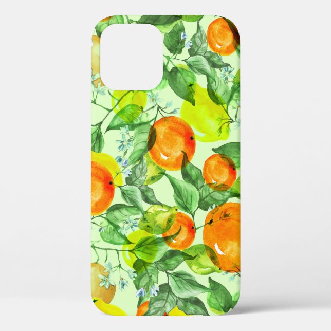 Watercolor lemons, flowers, citrus pattern. Case-Mate iPhone case (Back)