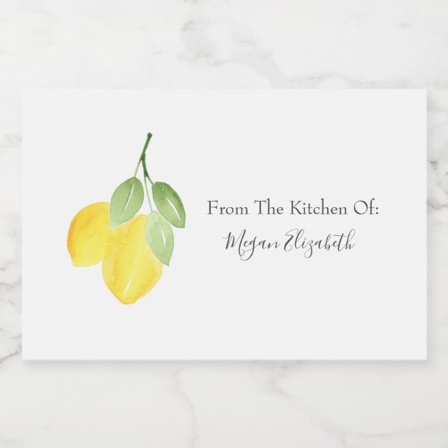 Watercolor Lemons Food and Beverage Label Set (Single Label)