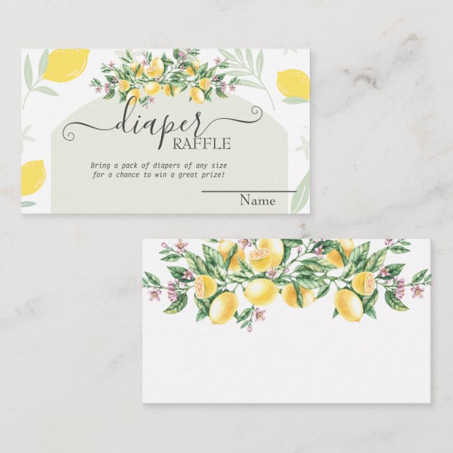 Watercolor Lemons Frame Baby Shower  Enclosure Card (Front/Back)