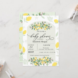 Watercolor Lemons Frame Baby Shower Invitation