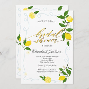 Watercolor Lemons Frame Bridal Shower  Invitation
